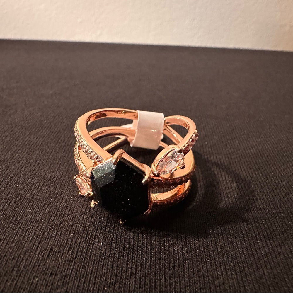 Bomb Party Untamed • Rose Gold Black Onyx Sandstone Ring